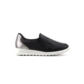 Tênis Usaflex com Zíper Casual Preto Couro Ak2602 ziper Calce Facil amortecimento conforto
