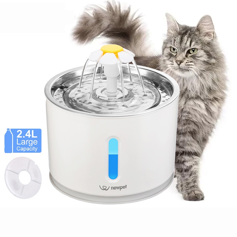 2.4L Fonte De Água Do Gato Automático Filtro Interior LED Beber Para Dispensador Gatos De Estimação Alimentador Filtros em Oferta na Shopee