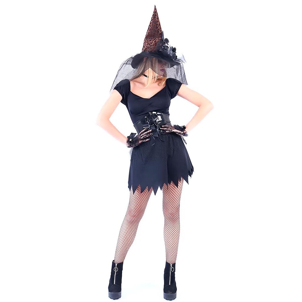 Fantasia de Halloween Adulto Feminino Vestido de Bruxa Preto em Oferta na Shopee