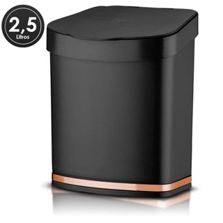 Lixeira 2,5L P/Bancada Pia Cozinha Tampa Future Preto