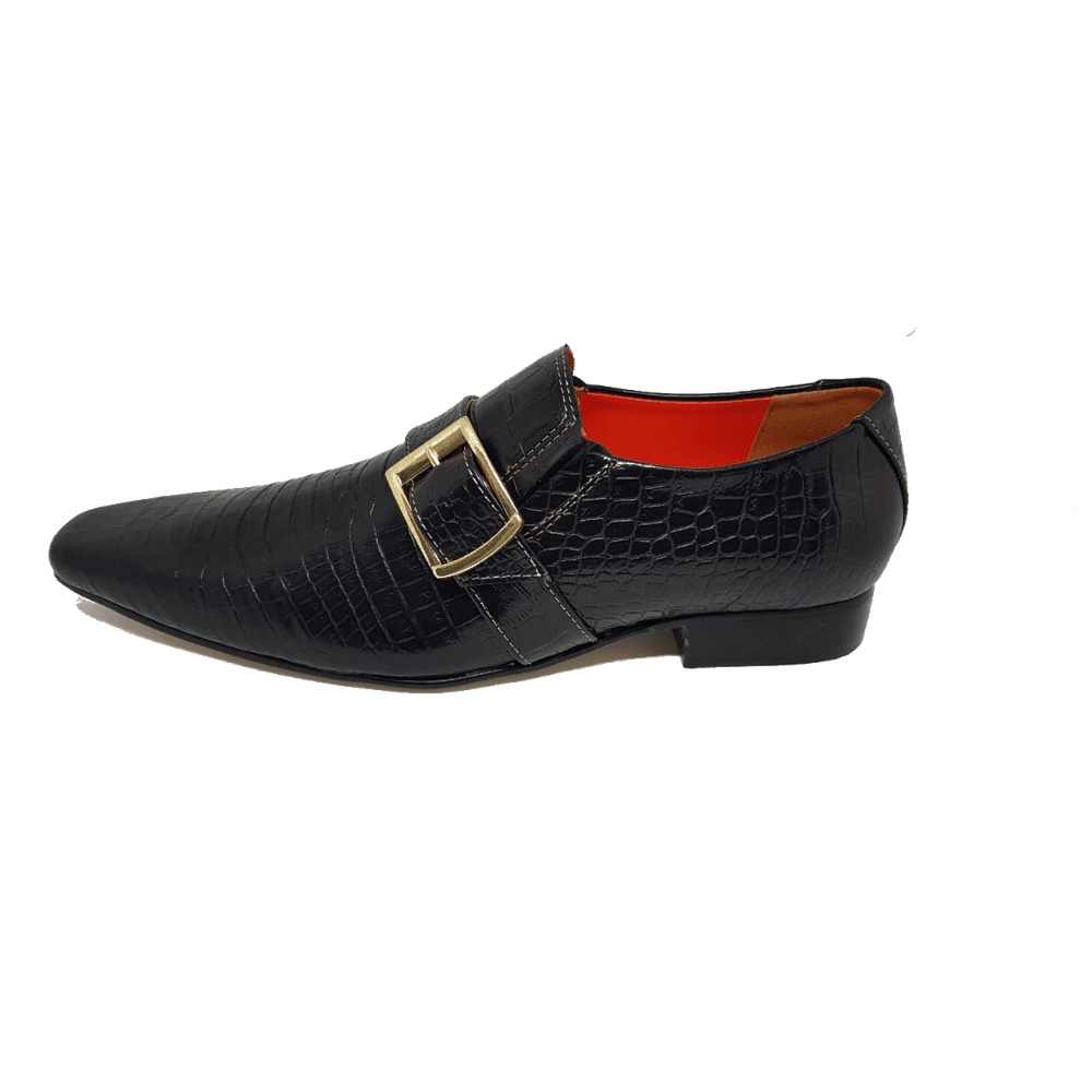 Sapato Masculino Italiano em Couro Social Executivo Preto Ícaro Bico Fino Ref: 281 Preto