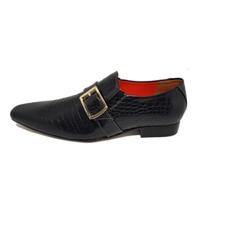 Sapato Masculino Italiano em Couro Social Executivo Preto Ícaro Bico Fino Ref: 281 Preto