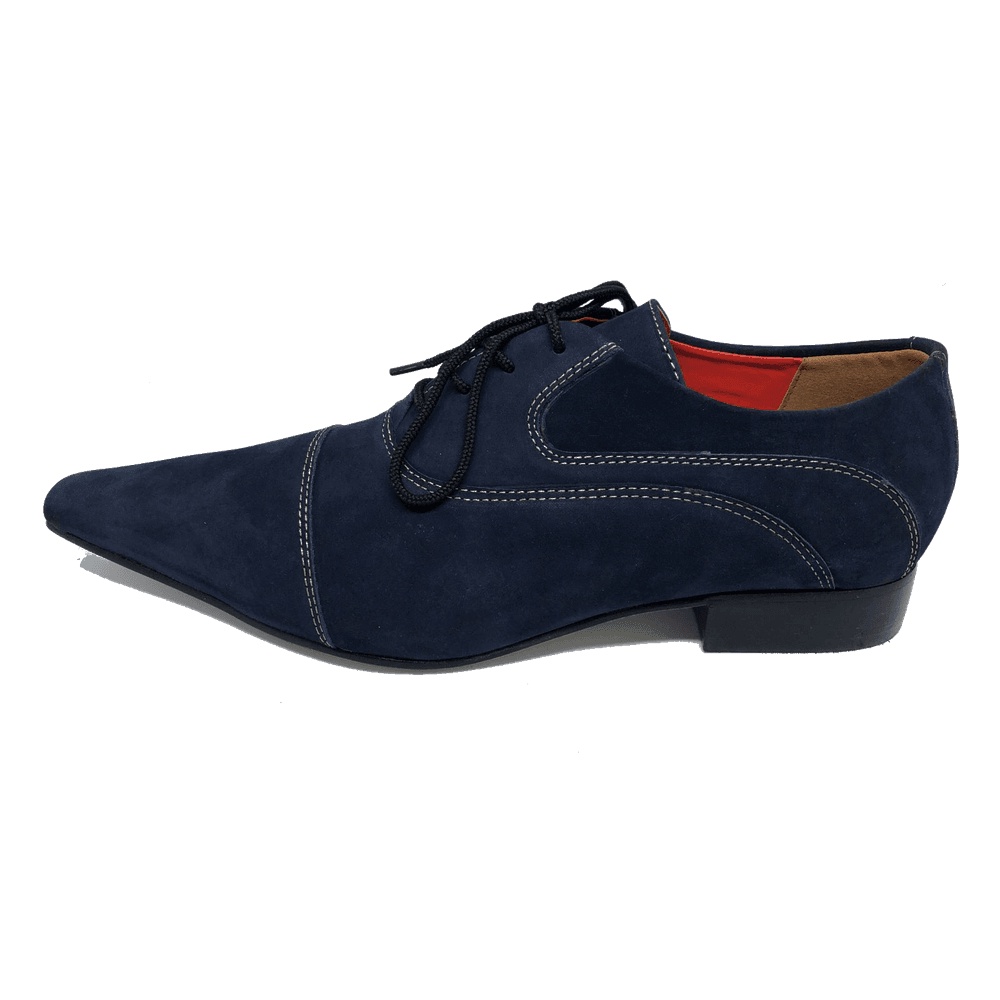 Sapato Masculino Italiano em Couro Social Executivo Azul Deep Bico Fino Ref: 268 Azul