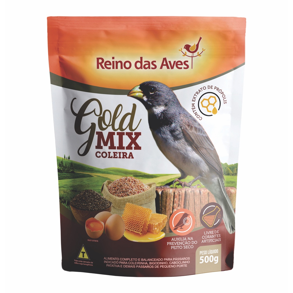 Coleira Gold mix 500g - Reino Das Aves