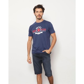 Camiseta Masculina Manga Curta Estampa Rock Star Marinho
