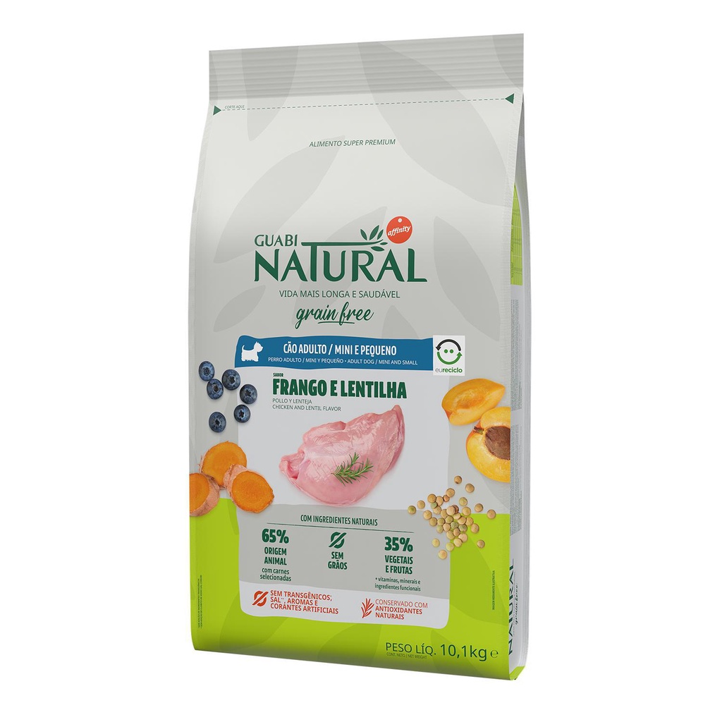 Ração Guabi Natural Grain Free Cães Adultos Mini e Pequeno Frango e Lentilha 10,1kg