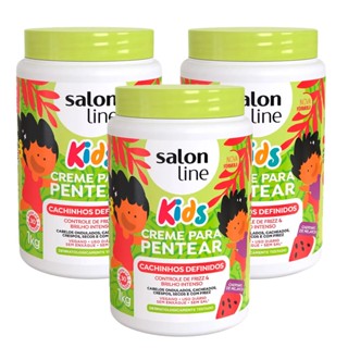 Kit 3 Cremes De Pentear Salon Line Cachinhos Definidos Kids 1kg