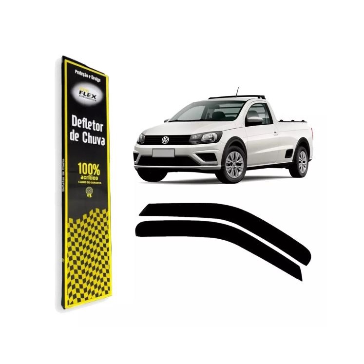Calha De Chuva Defletor Vw Saveiro G5 G6 G7 2009 A 2021Acrilico 2 Portas Ecoflex