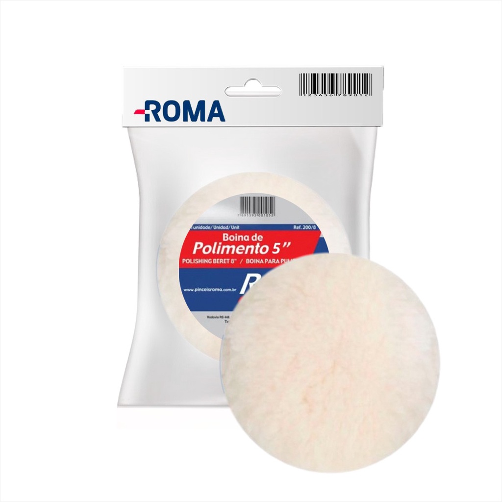 Boina Lã Tecido Para Polir Automotivo 5 Polegadas - roma pimceis