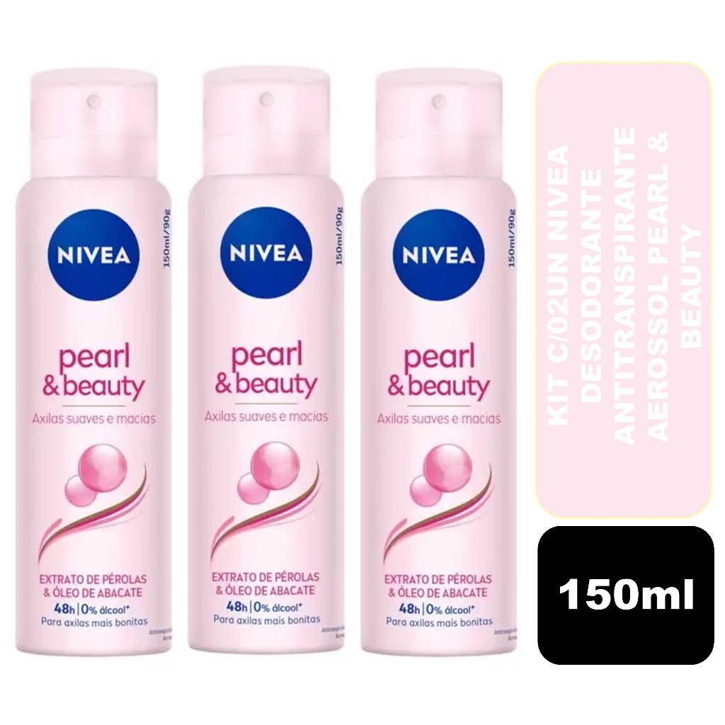 Kit com 03un Nivea Desodorante Antitranspirante Aerossol Pearl & Beauty