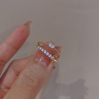 Anel Em Forma De Coração Com Diamante De Água Incrustado-De Junção Ajustável Luxo Leve E Estilo INS