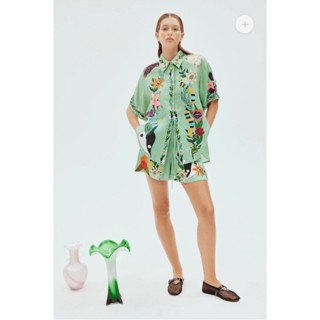 Novo temperamento feminino casual conjunto de duas peças de camisa impressa Shorts (2447)