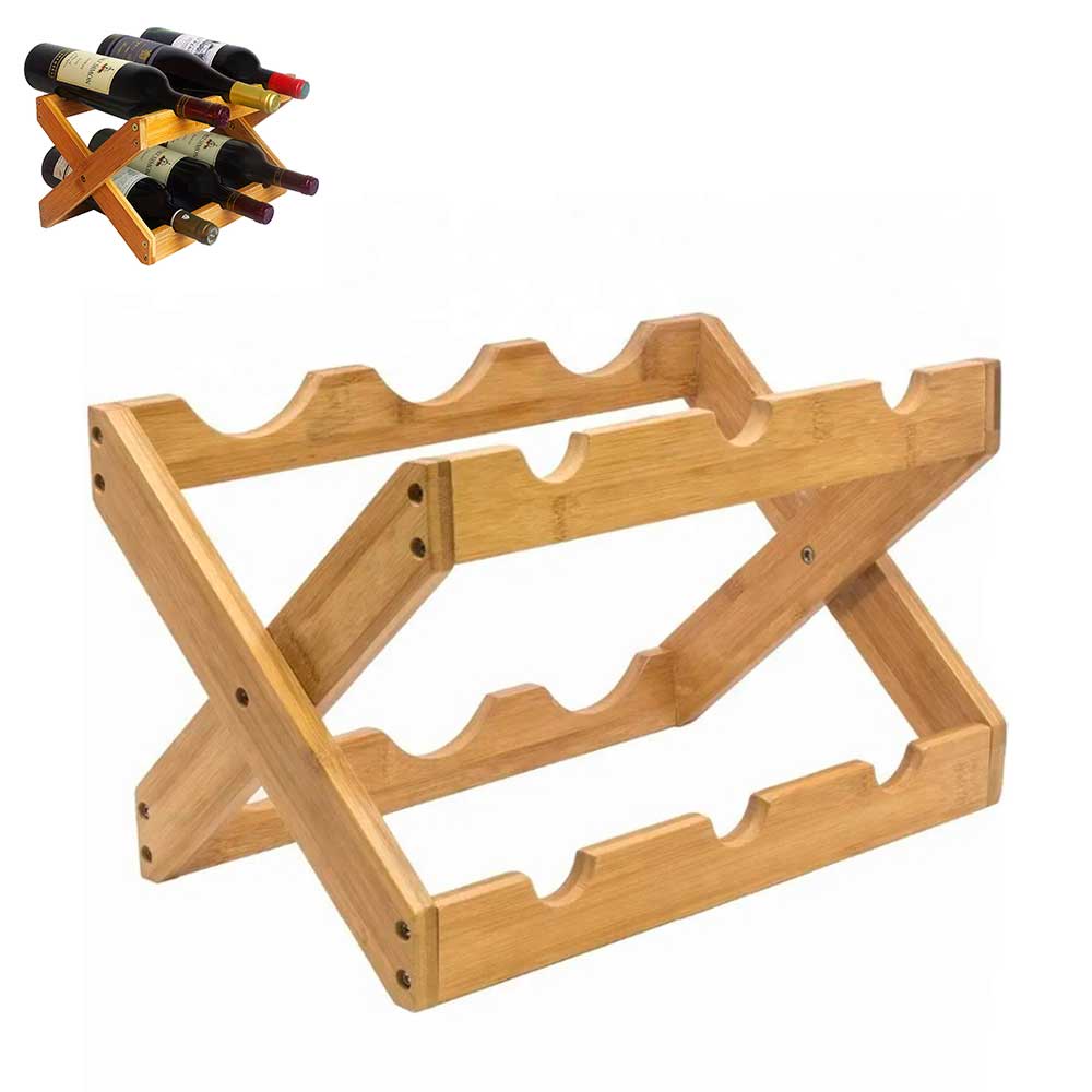 Mini Adega Retrátil Bambu 6 Garrafas para Bancada Bar