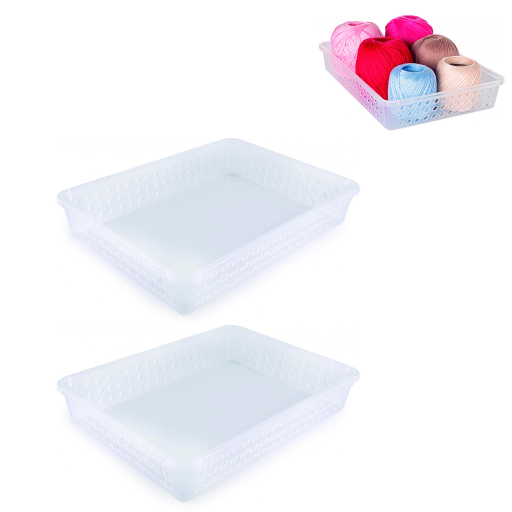 2 Cestas Organização Plástico Guarda Roupa Armário Quarto closet lavanderia cozinha banheiro cestinha cesta caixa mesa