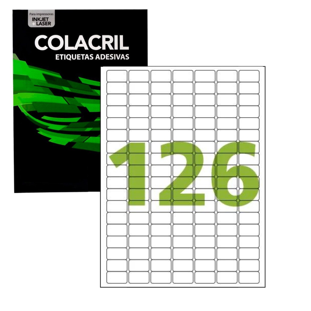 Etiqueta adesiva A4 100 folhas Impressora Colacril 26,0X15,0  X7 CA4349 - COLACRIL