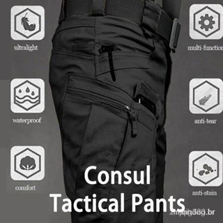 Calças de absorção de suor impermeável multi-bolso tático para homens exercício/macacão