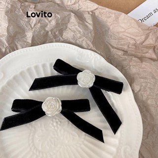 Lovito Presilhas De Cabelo Retrô Requintadas Com Laço Floral De Veludo Camélia Requintadas Para Mulheres LFA09563