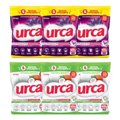 Kit 3 Lava Roupas Pó Concentrado Coco Urca Sachê 800G + 3 Lava Roupas Pó Concentrado Urca Lavanda Sachê 800G