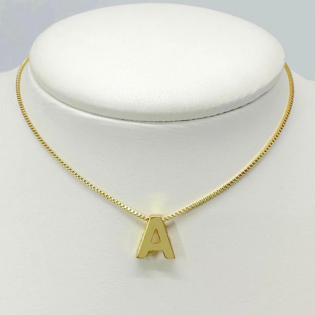 Colar Feminino de Ouro 45cm com Inicial Banhado a Ouro - Garimpo de Ouro