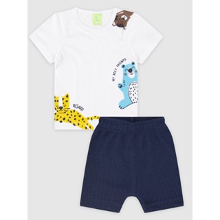 Conjunto Bebê Camiseta/Bermuda Saruel Masculino Verão