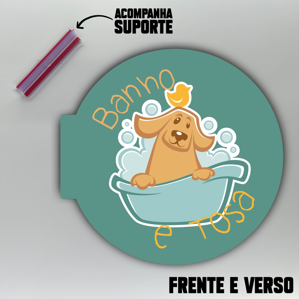 Placa Dupla Face Uso Externo - Banho e Tosa Pet Shop 2