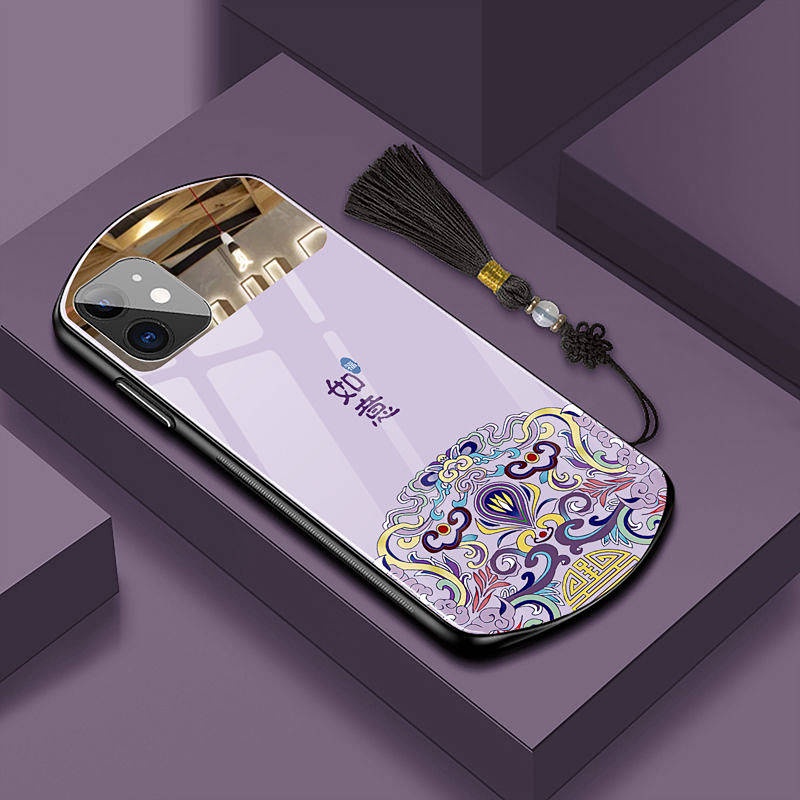 Makeup Mirror 12 Phone Case 11Promax Oval Glass Shell Xs/Xr/7plus/8/6S Chinese Style jGd0