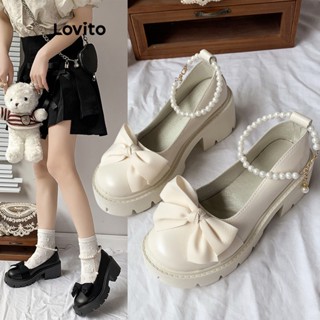 Lovito Sapatos Mary Jane Fofos com Laço Básico para Mulheres L72AD030