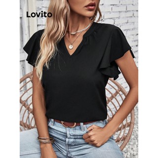 Lovito Blusa Elegante Com Recorte Liso Para Mulheres LBL07037