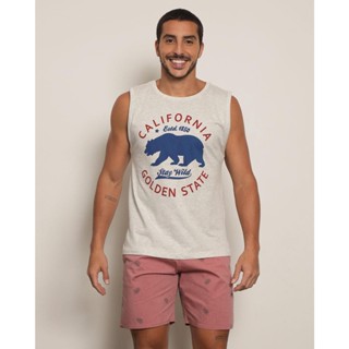 Regata Masculina Surf Estampa Califórnia Mescla Cinza
