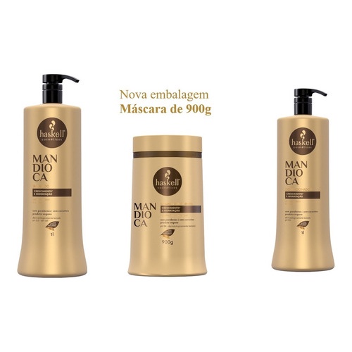 Kit Haskell Mandioca Shampoo Condicionador Máscara De 1l