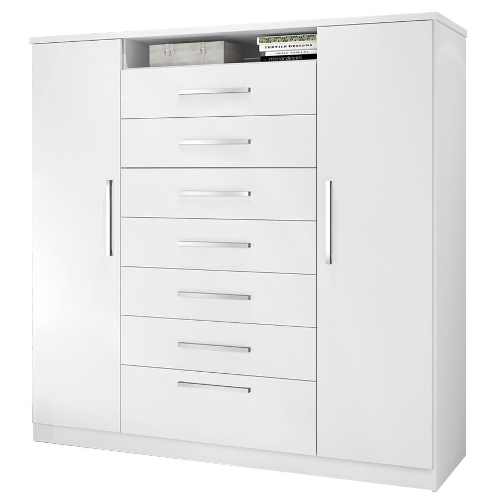 Cômoda J&A Móveis Mega 2 Portas 7 Gavetas Branca em Oferta na Shopee