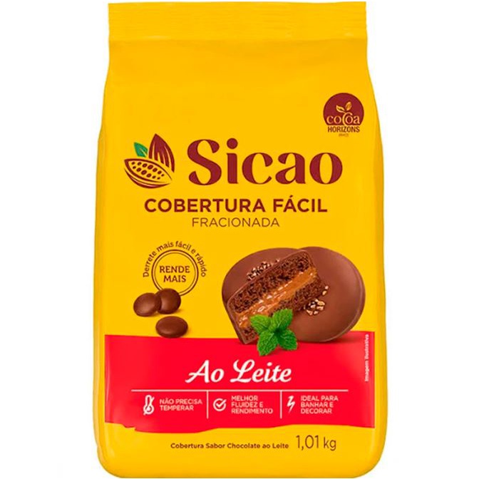 Cobertura Fácil Fracionada Ao Leite 1,01kg Gotas - Sicao em Oferta na Shopee