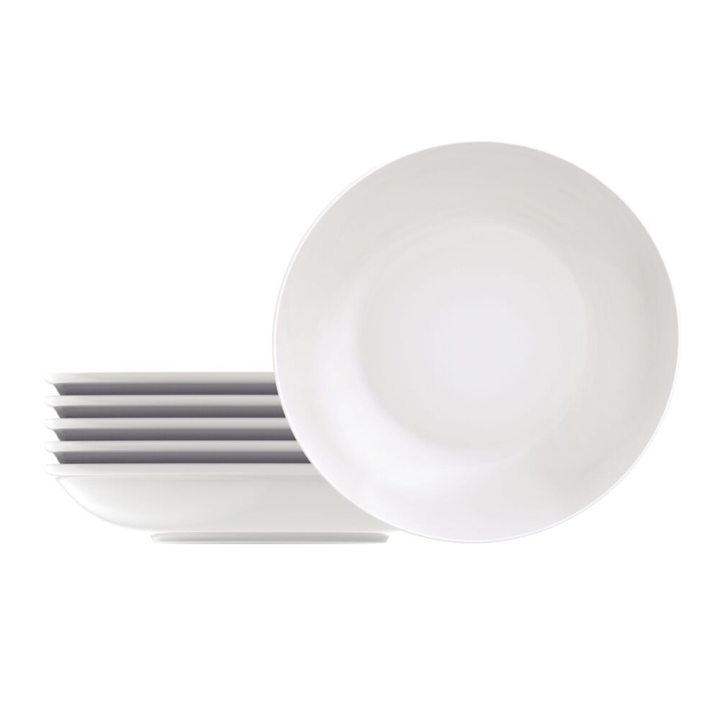 Kit 6 Pratos Porcelana Branco Fundo Refeição Sopa Tramontina 21cm Leonora - Home & Living