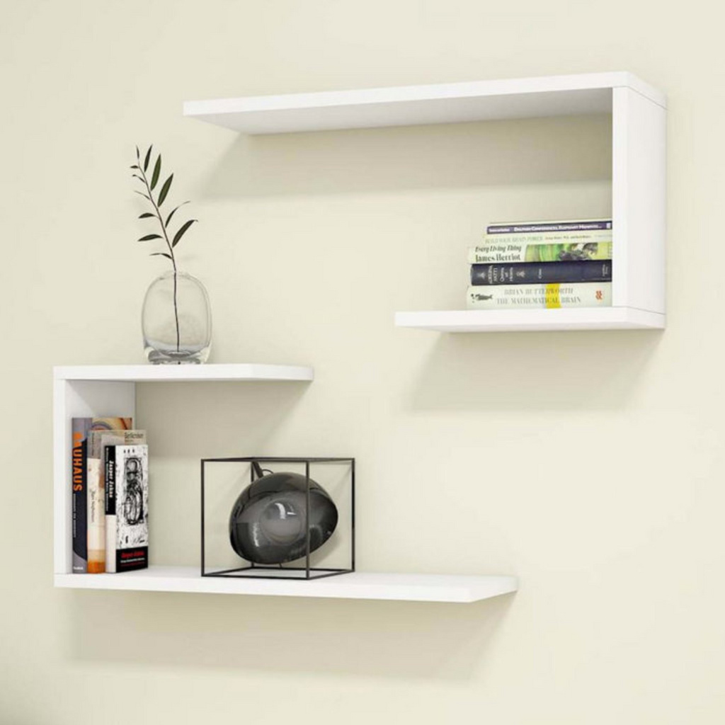 CONJUNTO DE PRATILEIRA DECORATIVA 50X15CM EM MDF BRANCO