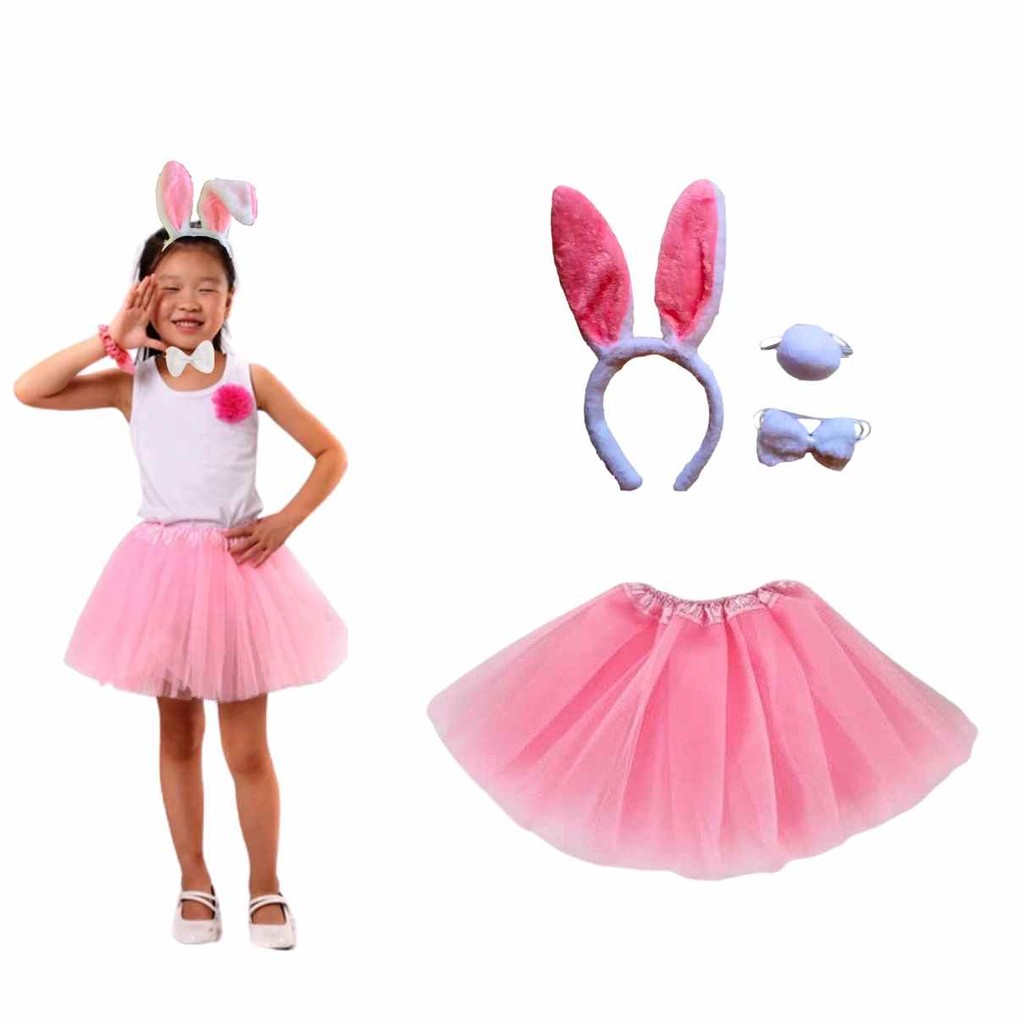 Kit Coelhinha Infantil Tiara Saia Gravata E Rabo