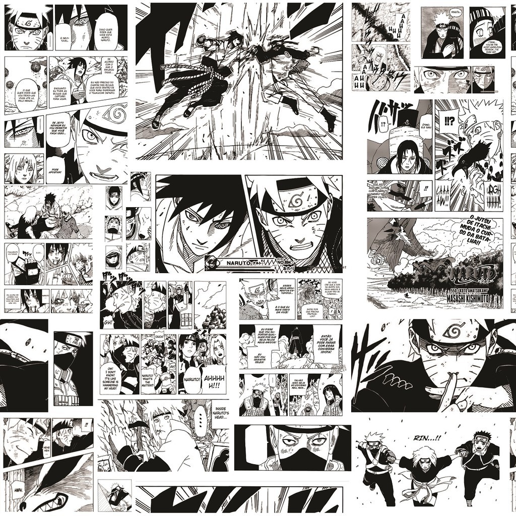 Papel De Parede Adesivo Lavável Quarto Mangá Naruto Anime 50x50