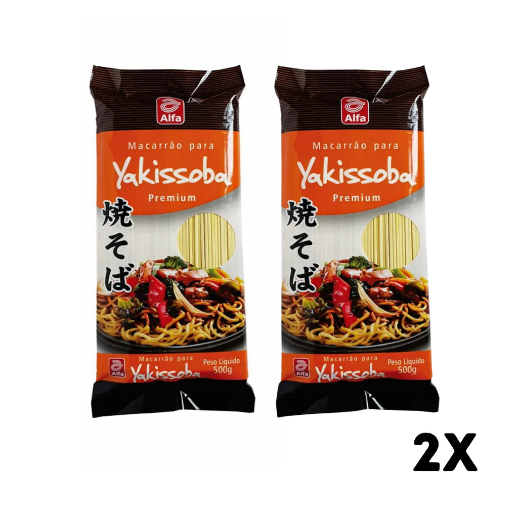 Kit Com 2 Macarrão Para Yakissoba Premium 500g Alfa em Oferta na Shopee