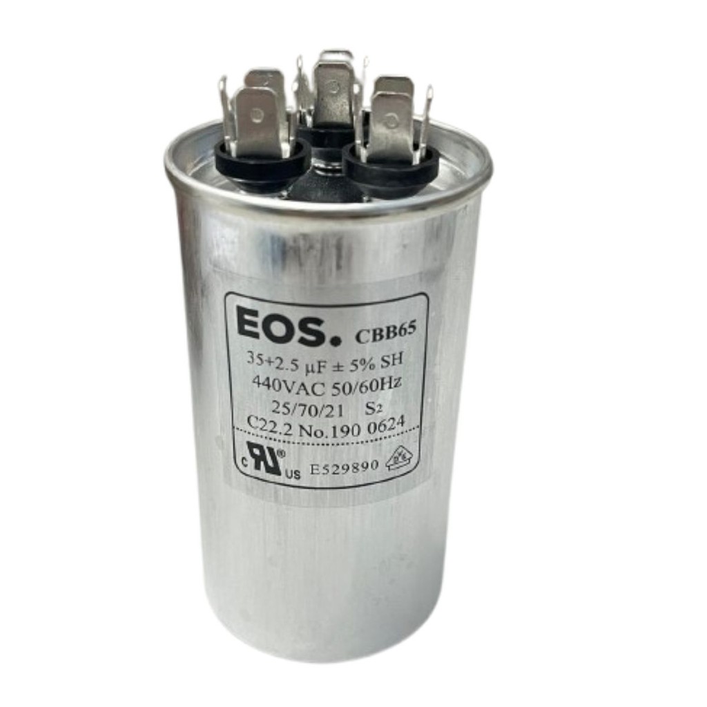 CAPACITOR PPM DUPLO 35+2,5UF 440VCA 35UF+2,5UF 440V 50X90MM D150946 CBB65 EOS