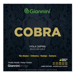 Encordoamento Viola Caipira Giannini Cobra GESVP Cobre Prateado Pesada