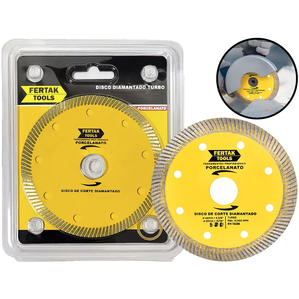Disco De Corte 105mm Para Porcelanato Corte Fino Fertak 280002 em Oferta na Shopee