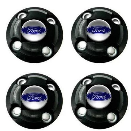Kit Calota Centro p/ Roda de Ferro Ford Escort Focus Ka (4x100) Aro 13 14 15 todas 4 furos e fixação por parafusos