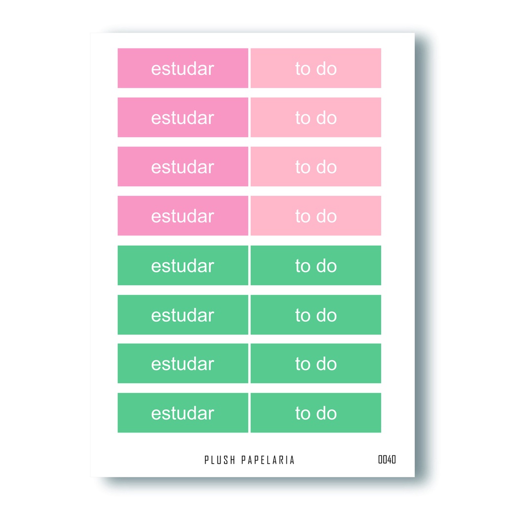 Cartela de Adesivos Estudar e To Do Cód. 0040 Transparente