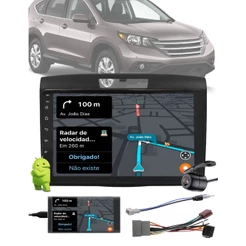 Multimídia 2 Din 9" Polegadas Android CRV 2012 2016 Câmera Ré Moldura Chicote Adaptador Antena Interface Comando Volante