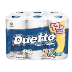 Papel Higiênico Folha Dupla Leve+ Pague- 6x12 Duetto