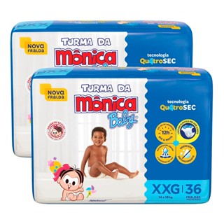Kit de Fraldas Turma da Mônica Baby Mega Tamanho XXG 72 Unidades