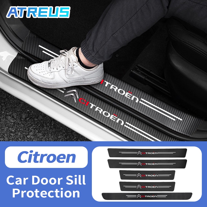 Para Citroen Fibra De Carbono Adesivo Protetor De Porta De Carro Auto Threshold Tiras Anti-risco Protetor De Porta-Malas Citroen c3 c4 c5 Aircross e-c4 DS5 DS7