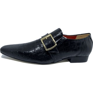 Sapato Masculino Italiano em Couro Social Executivo Preto Band Bico Fino Ref: 285 Preto