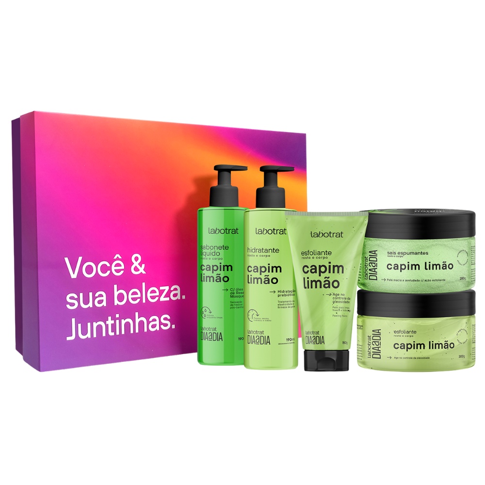 Kit Cuidado Rosto Corpo Hidrata Esfolia Capim Limão Labotrat - Beauty