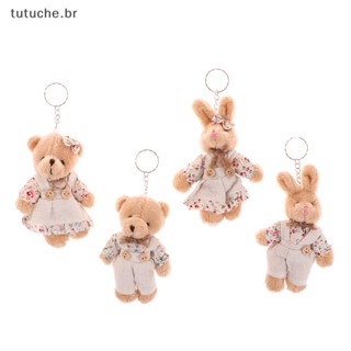 TU Cute Chaveiro De Ursinho De Pelúcia Estilo País Meninas Porta-Chaves Mulher Casal Coelho Pingente Brinquedos BR