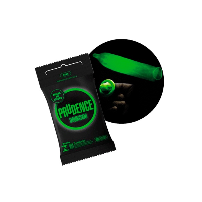 Preservativo Prudence Neon - Preservativo Fosforescente que Brilha no Escuro em Oferta na Shopee